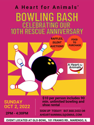 a heart for animals fundraiser at Glo-Bowl